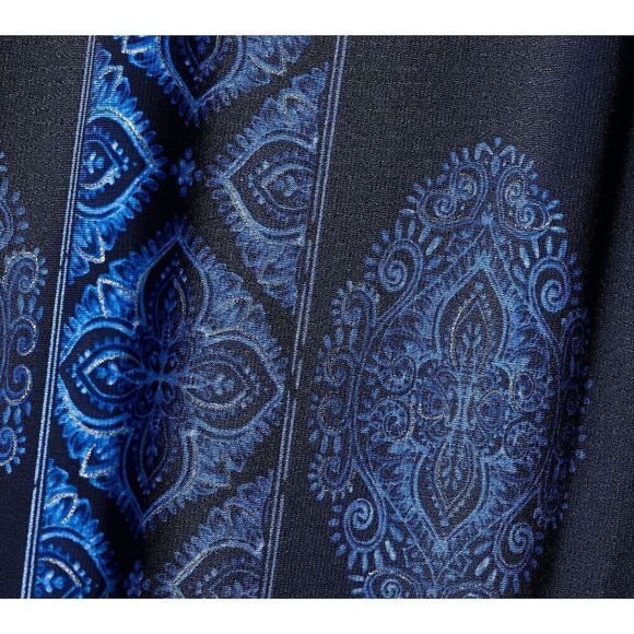 Susan Graver Womens 2X Printed Pants Navy Blue Liquid Knit Wide Leg NWT - Picture 5 of 6